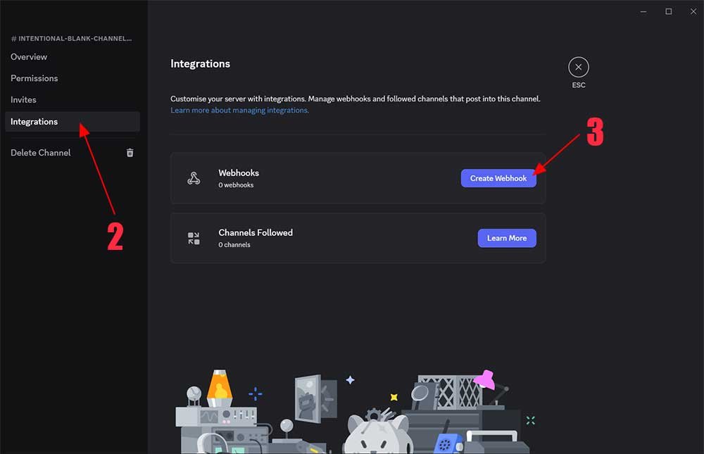 Go to the integrations section and then click on the webhooks buton